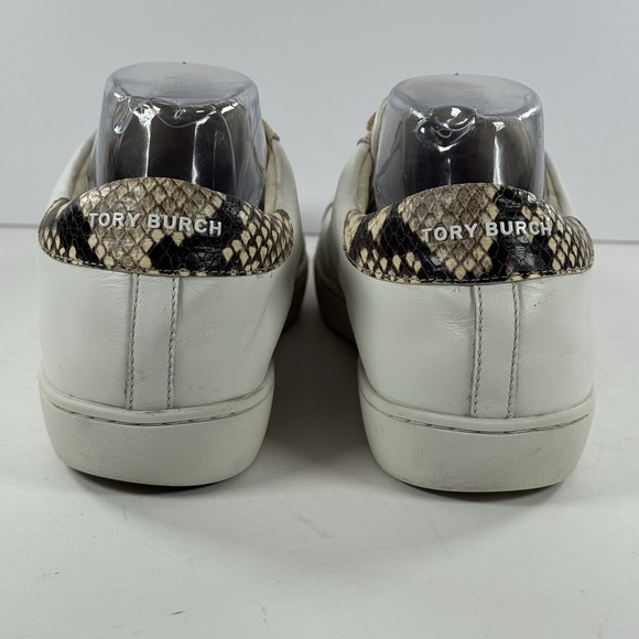 Tory‎ Burch Leigh T-Logo Sneaker Calf Leather/ Stamped Snake Printed Leather 10M - Picture 8 of 10